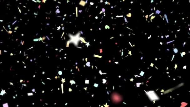 Confetti formas de caída de cámara lenta DOF bucle 4K — Vídeo de stock