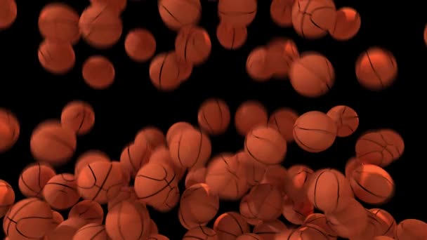 Basketballs riempire schermo transizione cesto palla composito sovrapposizione 4K — Video Stock