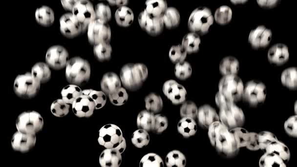 Balones de fútbol balones de fútbol llenar pantalla transición compuesto superposición 4K — Vídeos de Stock