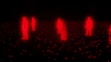 İkili insanlar bilgisayar takım parlayan veri 0 1 4 k