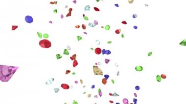 Taşlar elmas taşlar yakut düşen ağır çekim düğün arka plan 4 k taşlar