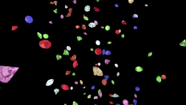 Gems Diamanter ädelstenar ruby stenar fallande slowmotion bröllop bakgrund 4k — Stockvideo
