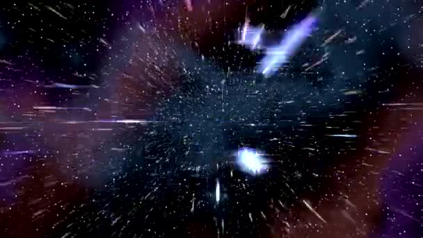 Ruimtevaart warp snelheid hyperspace via starfield nevel 4k — Stockvideo