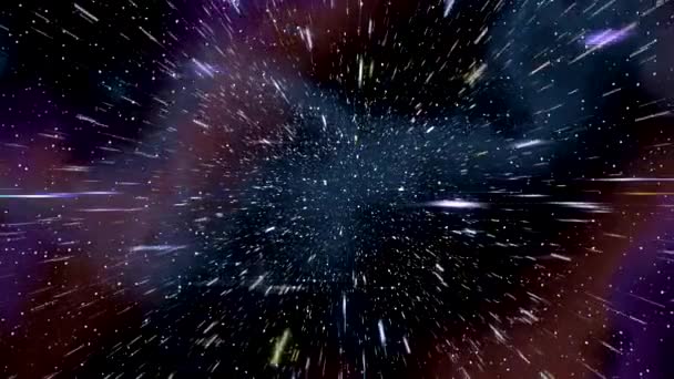 Ruimtevaart warp snelheid hyperspace via starfield nevel 4k — Stockvideo