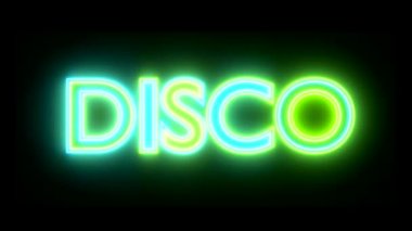 Neon işareti ışıkları logo metin çok renkli 4 k parlayan disko