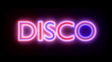 Neon işareti ışıkları logo metin çok renkli 4 k parlayan disko