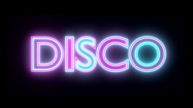 Neon işareti ışıkları logo metin çok renkli 4 k parlayan disko