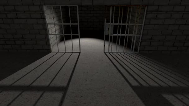 Gevangeniscel bars sluiten van 4k — Stockvideo