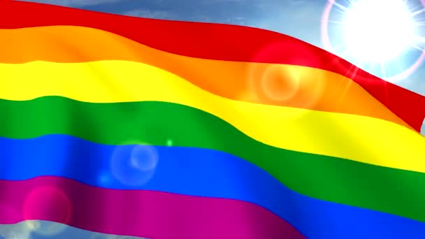 Gay pride vlajka vlající Lgbt lesbické homosexuální bisexuální transgender 4k — Stock video