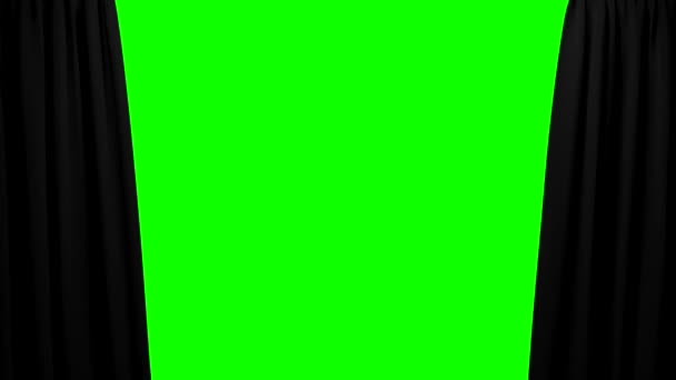 Curtains opening and closing stage theater cinema green screen 4K — Stock Video