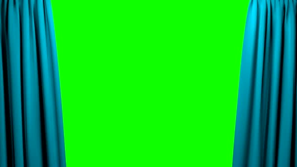 Curtains opening and closing stage theater cinema green screen 4K — Stock Video