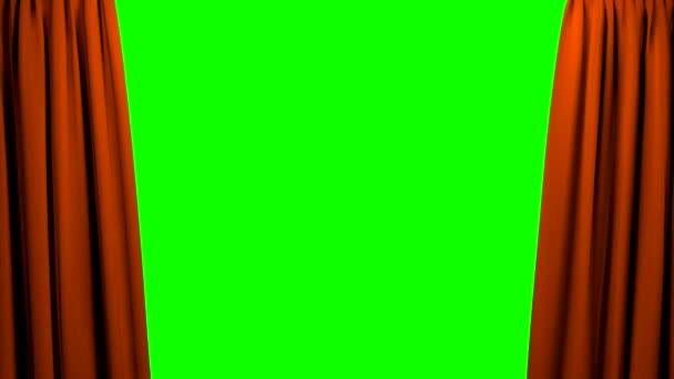 Curtains opening and closing stage theater cinema green screen 4K — Stock Video