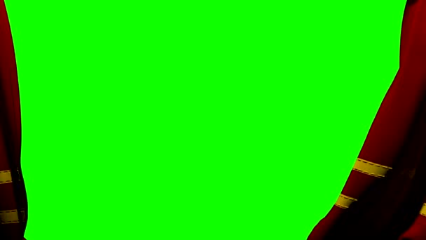 커튼 열고 닫는 단계 극장 시네마 녹색 스크린 4 k — 비디오