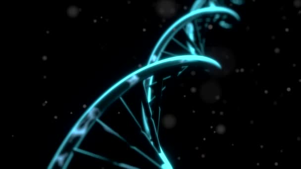 Dna spinning rna double helix slow tracking shot closeup Tiefenschärfe 4k — Stockvideo