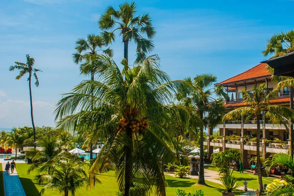 ヤシの木の上からの眺めのホテルです。バリ島、インドネシアのタンジュン ・ ベノア。ヌサ ・ ドゥア. — ストック写真