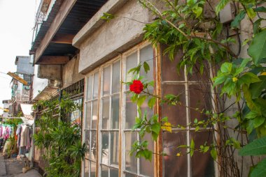 Manila Filipinler başkentinde evleriyle yerel sokak