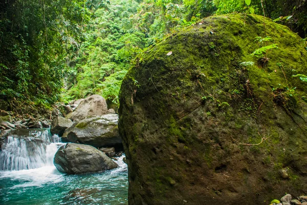 De enorme stenen in de buurt van de waterval Casaroro. Filippijnen. Valencia, eiland Negros. — Stockfoto