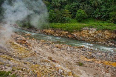 Taşlar ve taşlarla bir dere beyaz çift. Filipinler, ada Negros.
