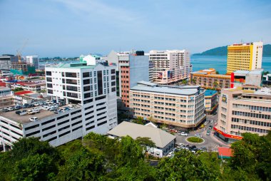 Gökdelenler üstten görünüm. Bir Kota Kinabalu, Sabah, Malezya.