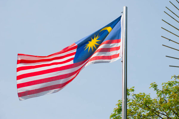 Malaysia national flag sky background