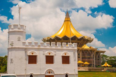 Waterfront Kuching Meydanı kulesinde. Sarawak. Malezya. Borneo