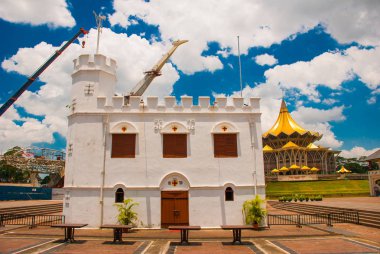 Waterfront Kuching Meydanı kulesinde. Sarawak. Malezya. Borneo
