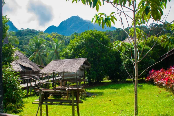 Traditionelle Holzhäuser im kuching to sarawak Kulturdorf. borneo, malaysien — Stockfoto