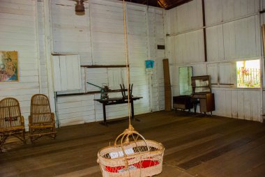 Geleneksel Çince ev. Kuching Sarawak kültür köyü. İç Malezya