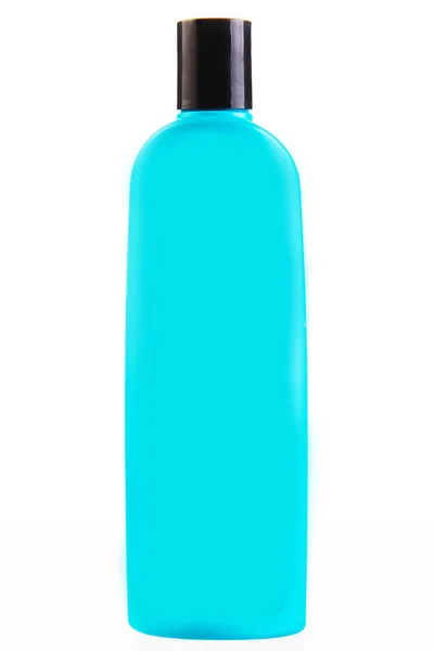 Green tube bottle of shampoo, conditioner, hair rinse, gel, on a white background with reflection — Stock Photo, Image