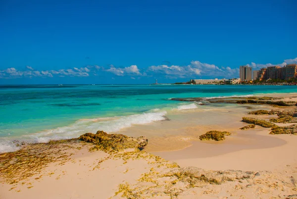 Exotic Paradise. Tropical Resort. Caribbean sea Jetty near Cancun. Mexico beach tropical in Caribbean — Stock Photo, Image