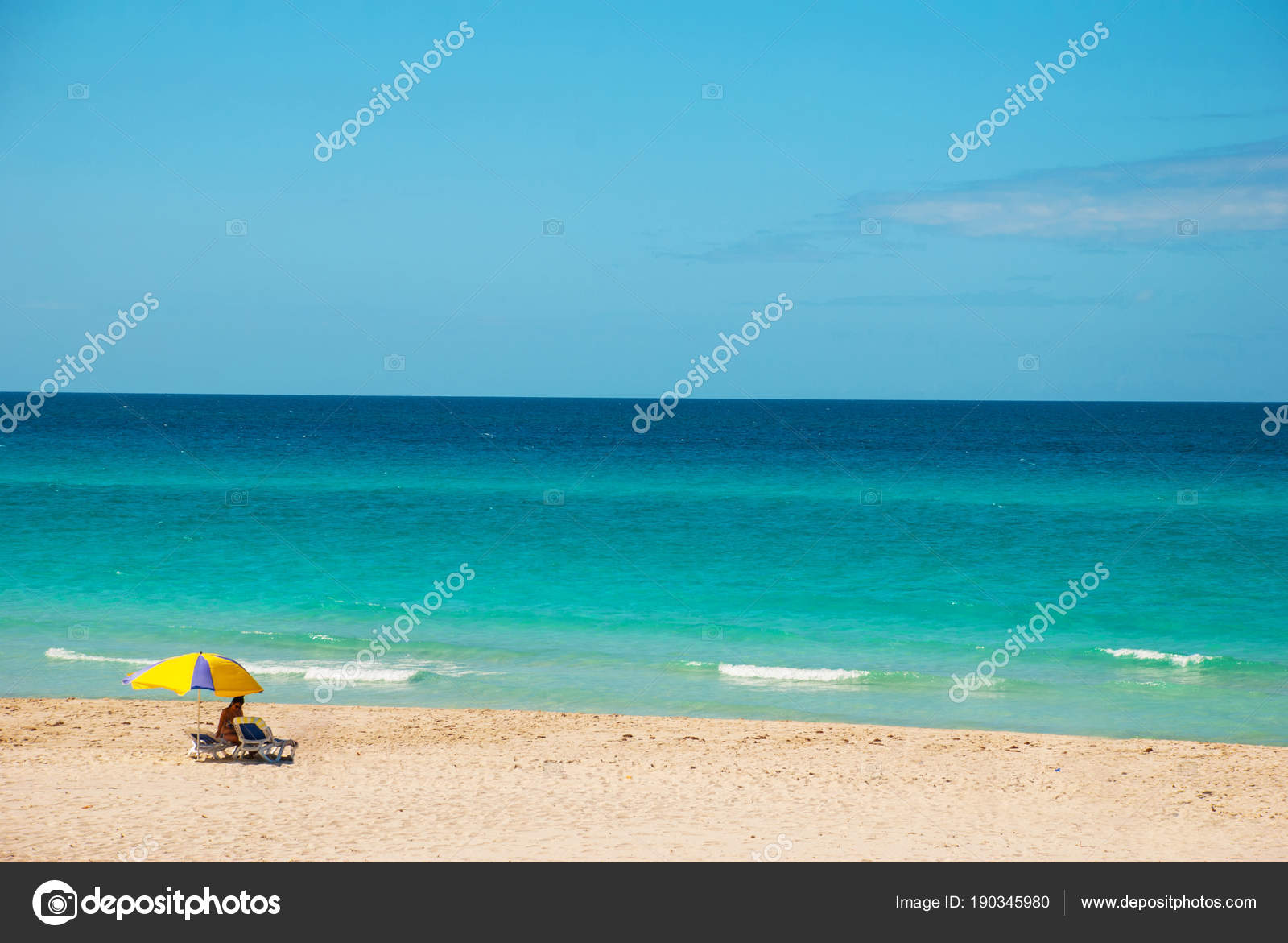 Tourists Relax On Varadero Sandy Beachparadise Landscape