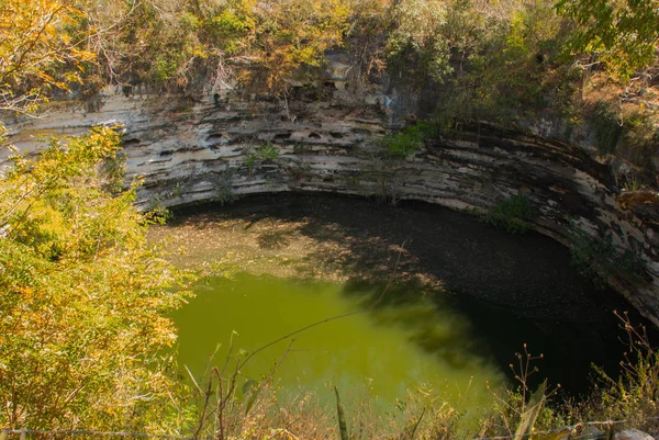 Cenote se encuentra en el territorio de las pirámides. Chichén Itzá en México —  Fotos de Stock