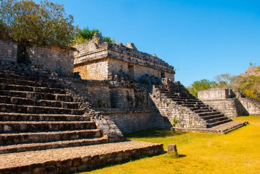 Ek Balam görkemli harabelerde. Ek Balam bir Yucatec Maya arkeolojik Temozon, Yucatan, Meksika Belediyesi içinde sitesidir.
