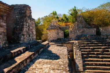Ek Balam görkemli harabelerde. Ek Balam bir Yucatec Maya arkeolojik Temozon, Yucatan, Meksika Belediyesi içinde sitesidir.