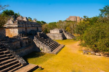 Ek Balam görkemli harabelerde. Ek Balam bir Yucatec Maya arkeolojik Temozon, Yucatan, Meksika Belediyesi içinde sitesidir.