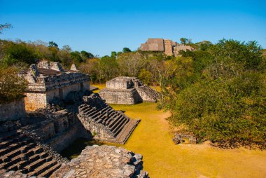 Ek Balam görkemli harabelerde. Ek Balam bir Yucatec Maya arkeolojik Temozon, Yucatan, Meksika Belediyesi içinde sitesidir.