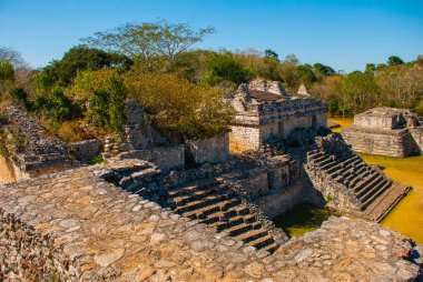 Ek Balam görkemli harabelerde. Ek Balam bir Yucatec Maya arkeolojik Temozon, Yucatan, Meksika Belediyesi içinde sitesidir.
