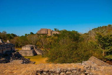 Ek Balam görkemli harabelerde. Ek Balam bir Yucatec Maya arkeolojik Temozon, Yucatan, Meksika Belediyesi içinde sitesidir.