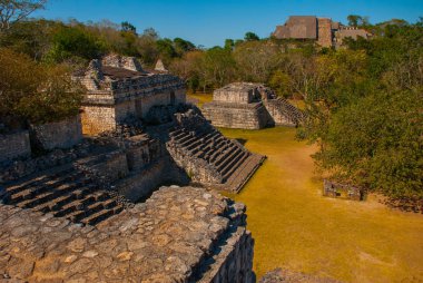 Ek Balam görkemli harabelerde. Ek Balam bir Yucatec Maya arkeolojik Temozon, Yucatan, Meksika Belediyesi içinde sitesidir.