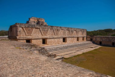 Uxmal, bir Antik Maya kalıntıları. Maya kültürünün en önemli arkeolojik sitelerinden birini. Yucatan, Meksika