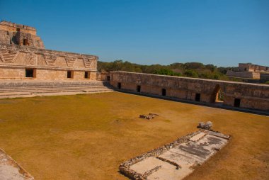 Uxmal, bir Antik Maya kalıntıları. Maya kültürünün en önemli arkeolojik sitelerinden birini. Yucatan, Meksika
