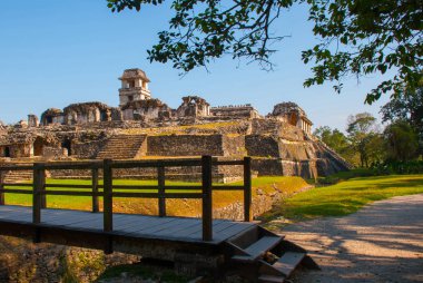 The Palace, Palenque, Chiapas, Meksika: Bir maya buiding Palenque içinde yok eder. Sarayın bir Gözlemevi ile beş katlı kule ile taç