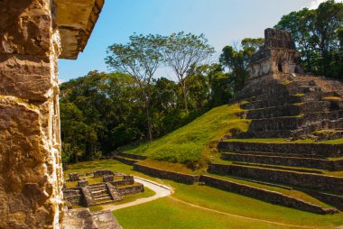 Eski şablonları Palenque - Chiapas, Meksika Maya kalıntıları