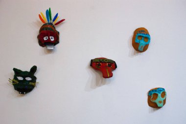 Palenque. Chiapas, Meksika. Arkeoloji Müzesi sergi. Antik Maya maskesi.