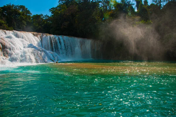 Cascadas de Agua Azul cascades. Agua Azul. Yucatan. Mexique — Photo