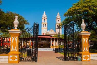 Cathedral, Campeche, Mexico: Plaza de la Independencia, in Campeche, Mexico's Old Town of San Francisco de Campeche clipart