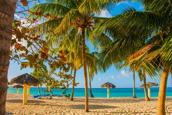 Playa Esmeralda, Holguín, Cuba. Mar Caribe: impresionante hermosa, increíble vista de una playa tropical de arena blanca y tranquilo océano turquesa — Foto de Stock