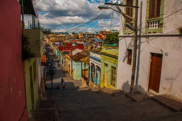 Santiago de Cuba, Cuba: Escadas de rua do Padre Pico — Fotografia de Stock