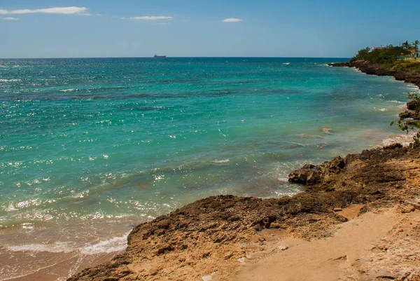 Cienfuegos, Куба, Rancho Luna Beach: Прекрасный вид на пляж и Карибское море — стоковое фото