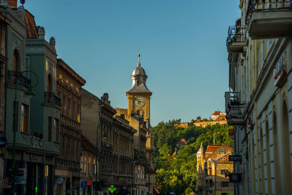 Brasov, Romania, Europe: Street of Brasov city in Romania. Brasov sits in Transylvania region of Romania.
